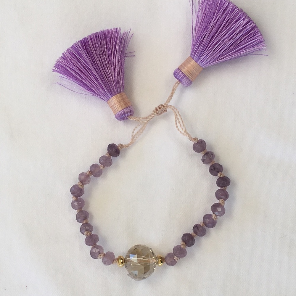Lavender Crystal hand made bracelet.